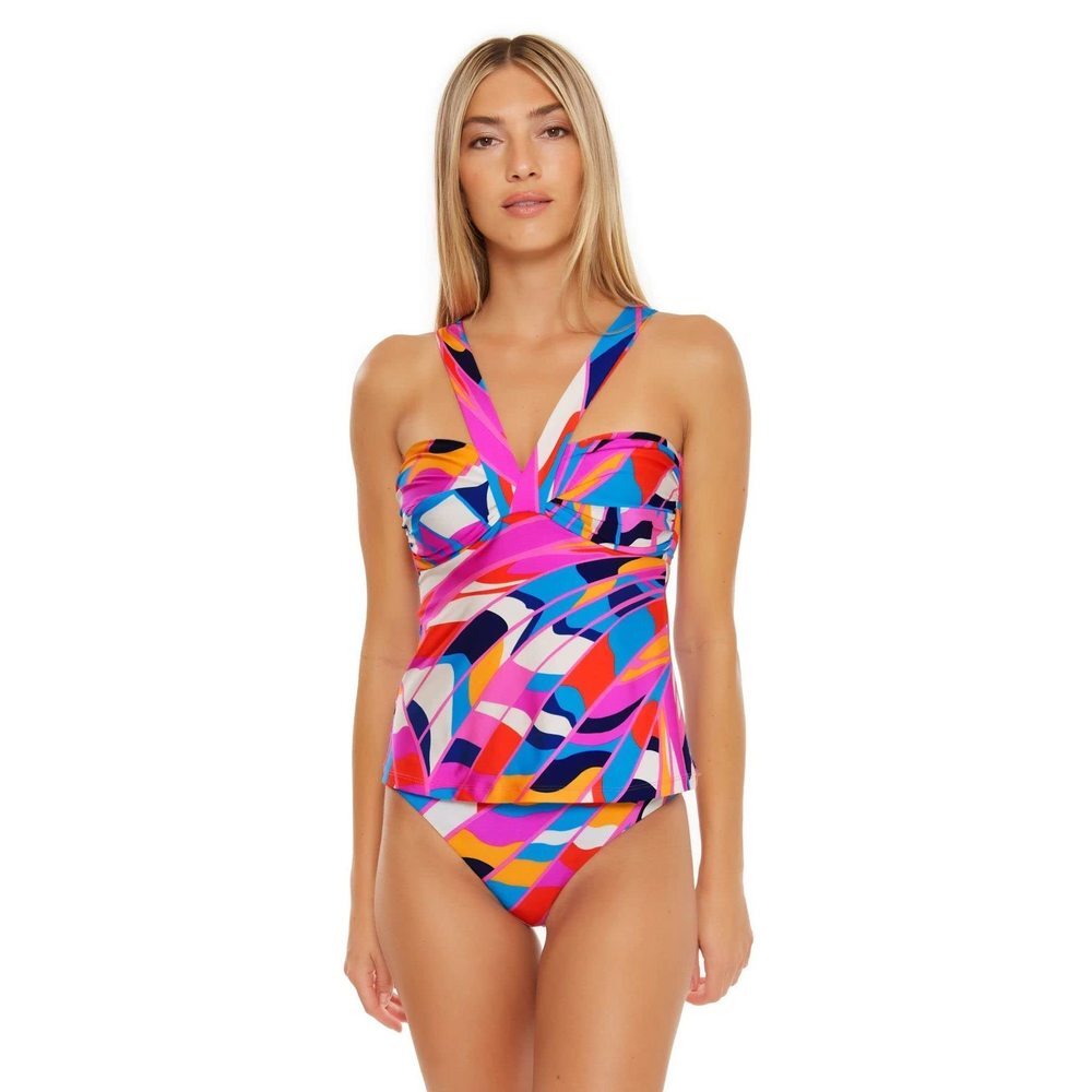 Trina Turk Women's Standard Rio Bandeau Tankini, Multi, 4